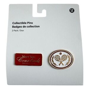 Lululemon Collectible Pins 2 pack: White and Lululemon Red